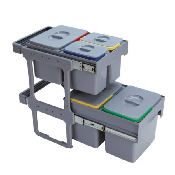 EKOTECH TANDEM SHORT 40 - 2x15 liter + 1x12 liter + 2x5 liter Szelektív hulladékgyűjtő